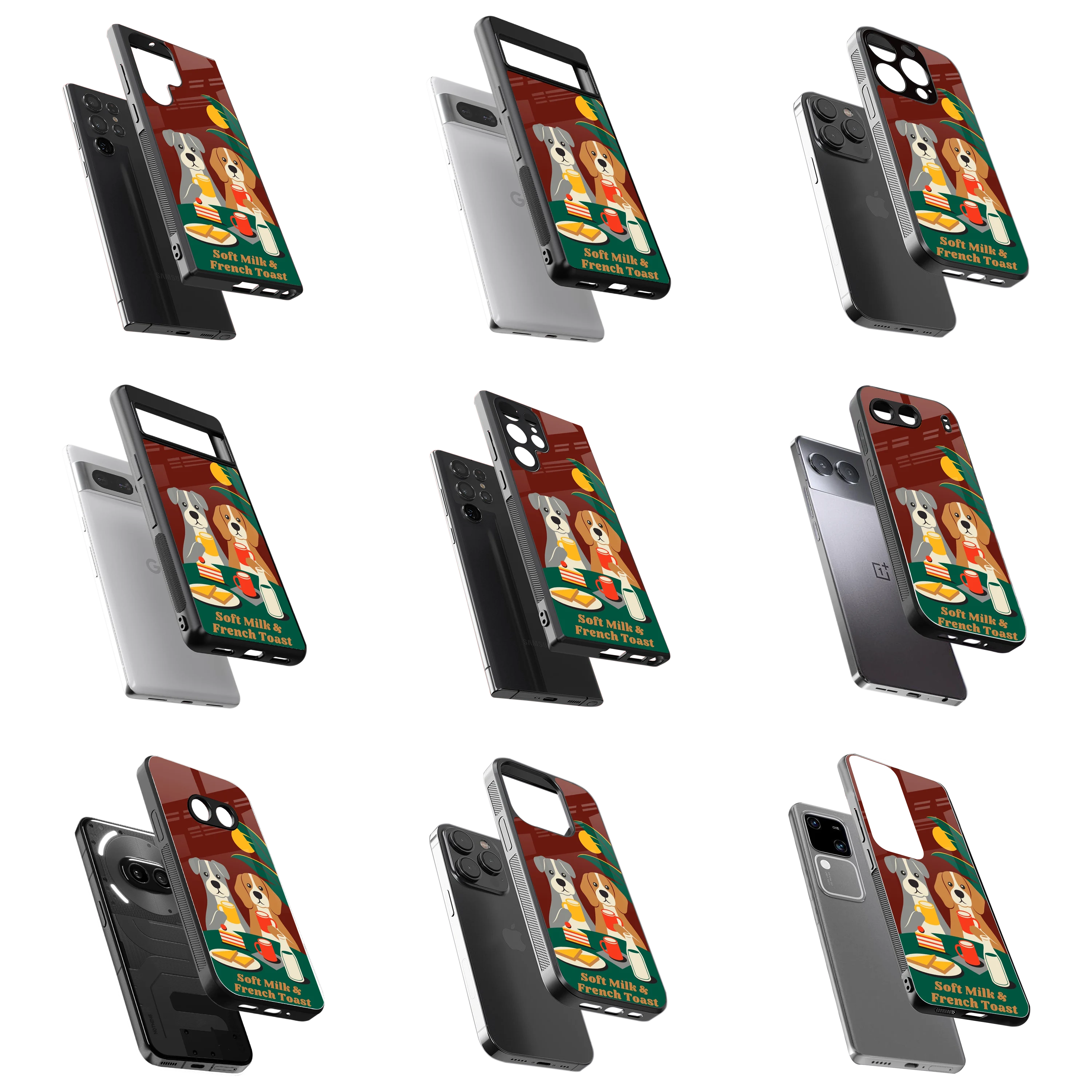 Durable Glass Back Mobile Case for iPhone, Samsung, OnePlus, Google Pixel, Redmi, Vivo, Oppo