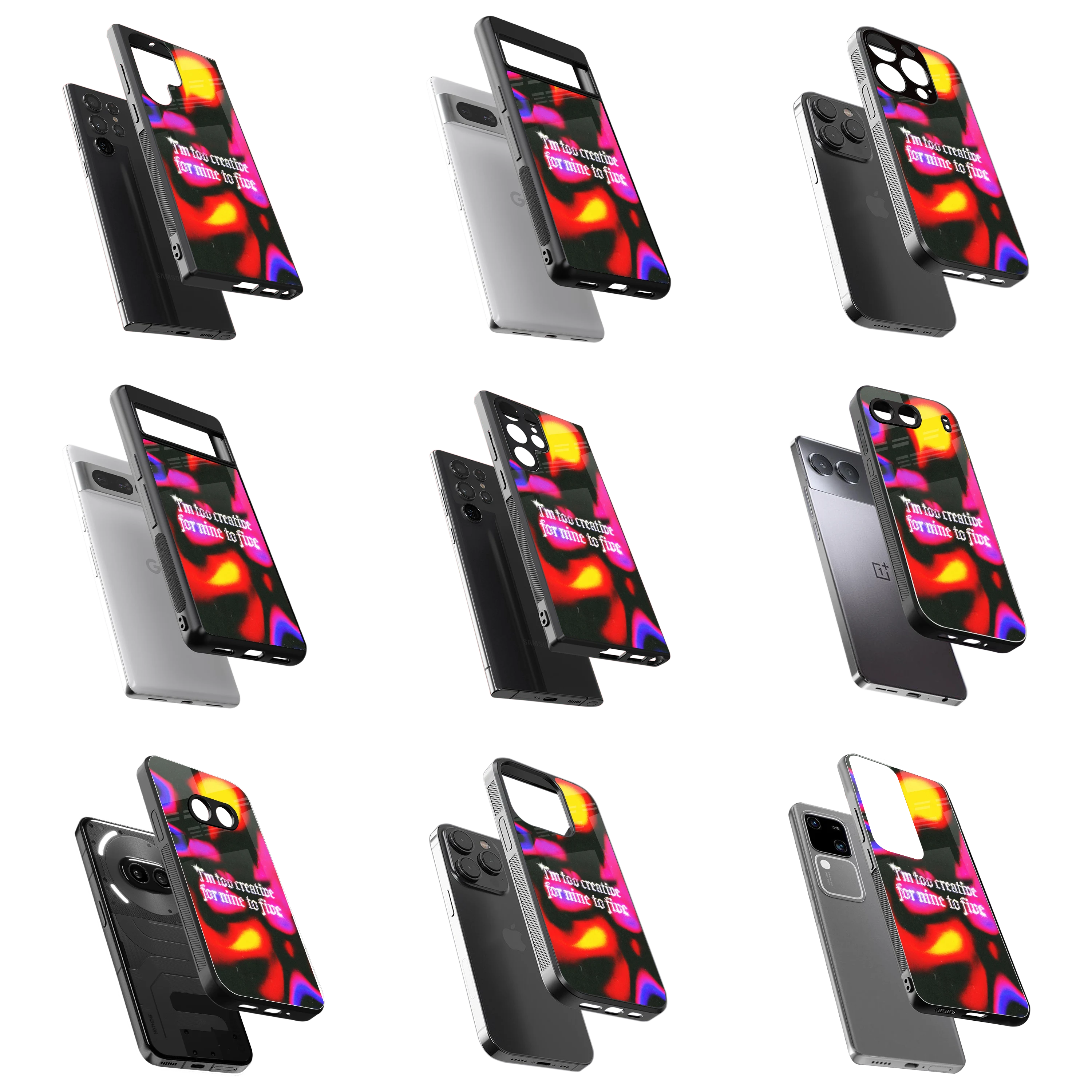 Durable Glass Back Mobile Case for iPhone, Samsung, OnePlus, Google Pixel, Redmi, Vivo, Oppo