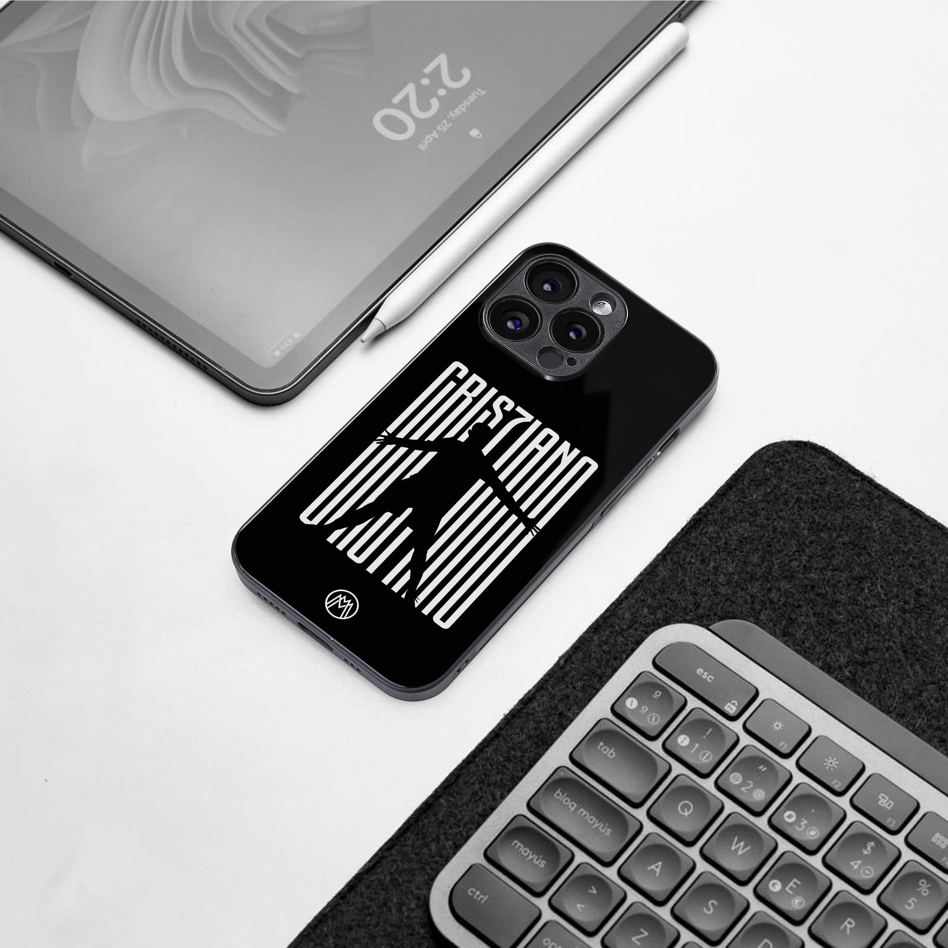 cristiano back phone cover | glass case for iphone 16 pro max