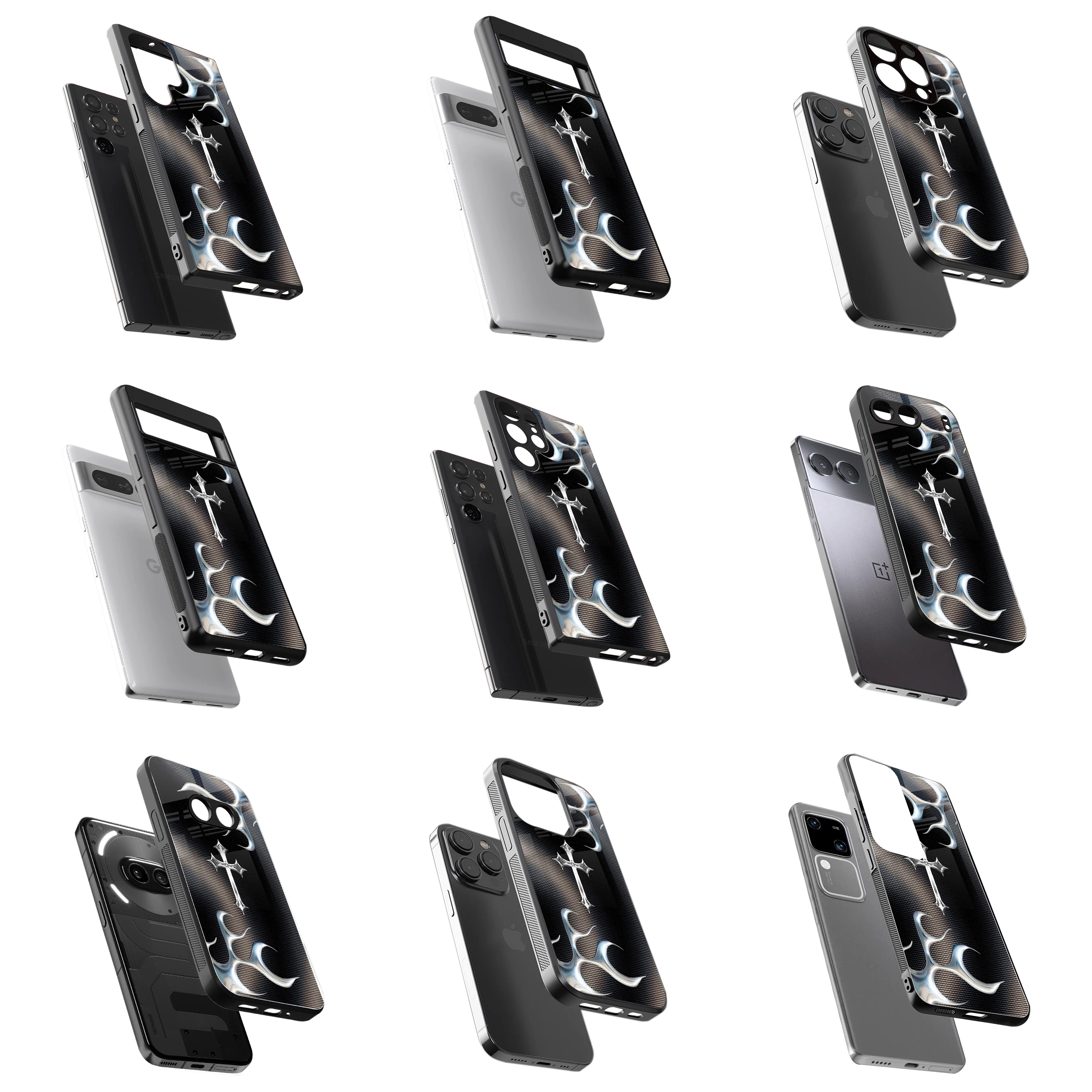 Durable Glass Back Mobile Case for iPhone, Samsung, OnePlus, Google Pixel, Redmi, Vivo, Oppo