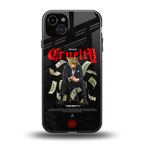 cruelty back phone cover | glass case for iphone 15 plus
