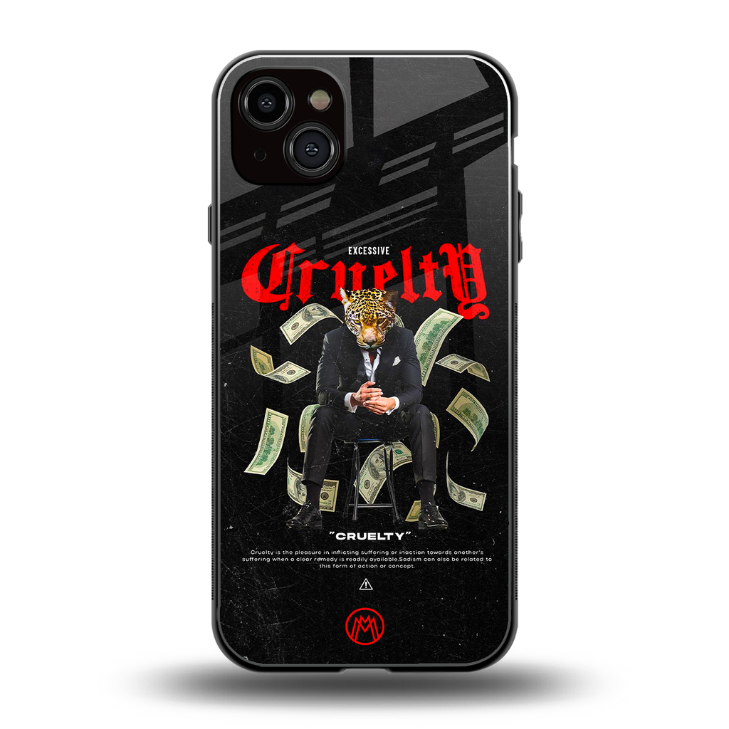cruelty back phone cover | glass case for iphone 14 plus
