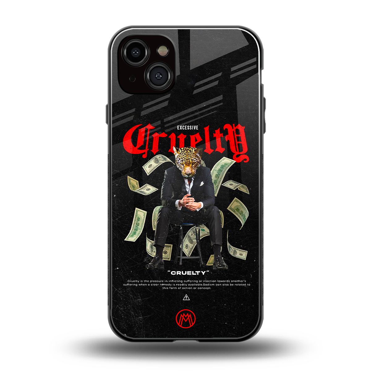 cruelty back phone cover | glass case for iphone 14 plus