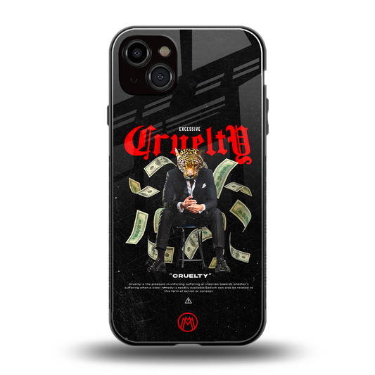 cruelty back phone cover | glass case for iphone 14 plus