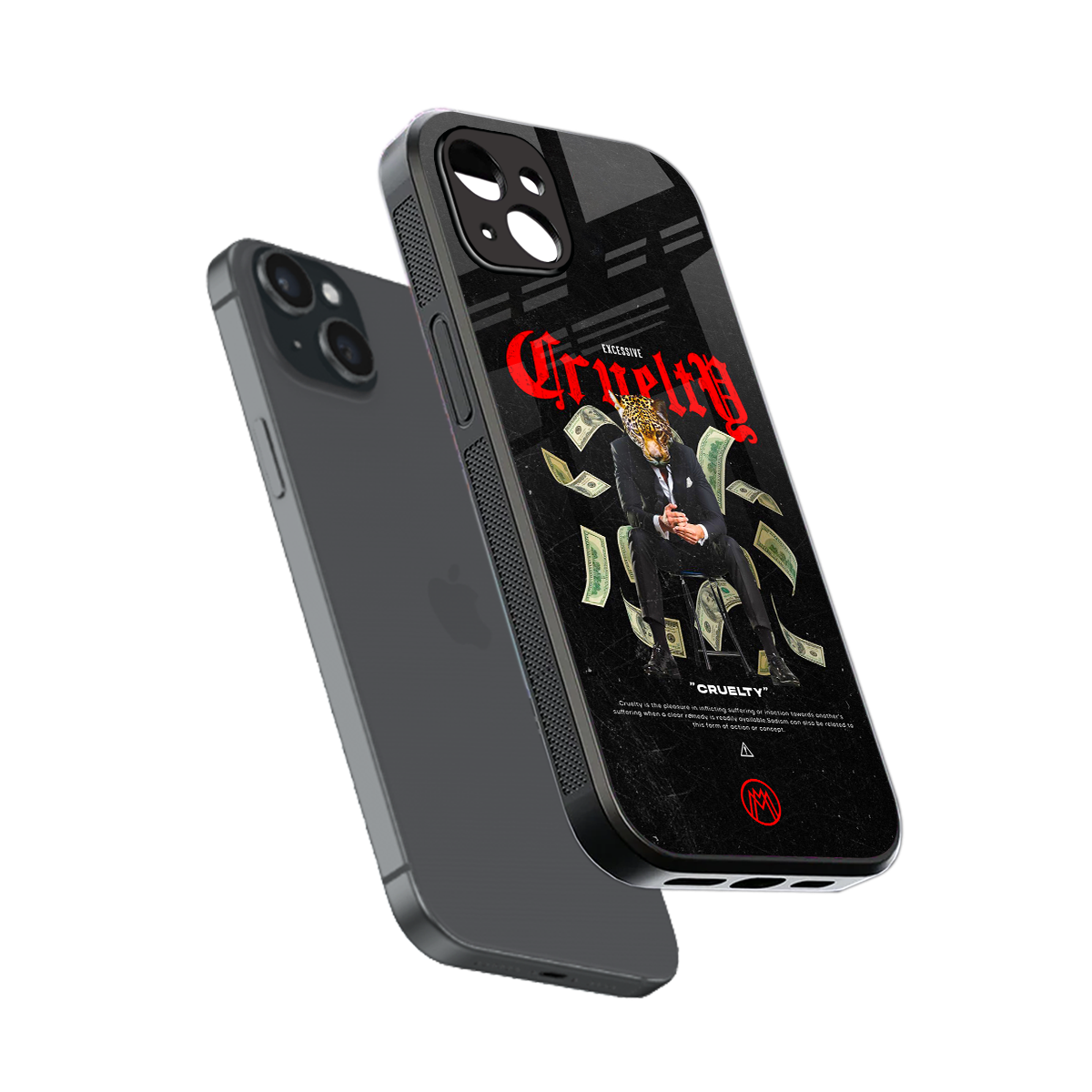 cruelty back phone cover | glass case for iphone 15 plus