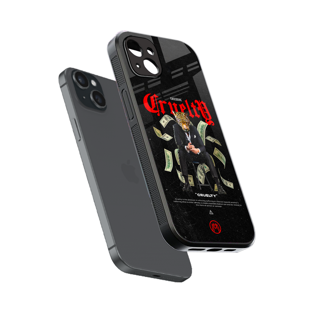 cruelty back phone cover | glass case for iphone 14 plus