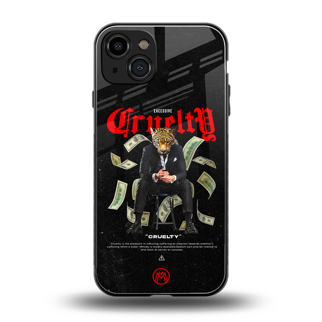 cruelty back phone cover | glass case for iphone 15