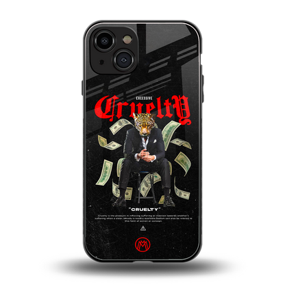 cruelty back phone cover | glass case for iphone 15