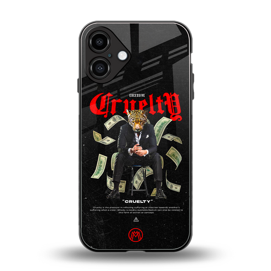 cruelty back phone cover | glass case for iphone 16 plus