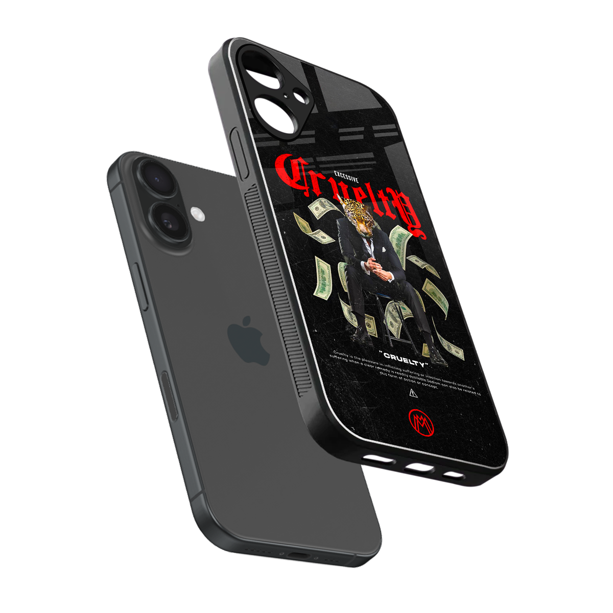 cruelty back phone cover | glass case for iphone 16 plus