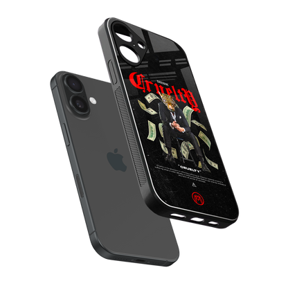 cruelty back phone cover | glass case for iphone 16 plus