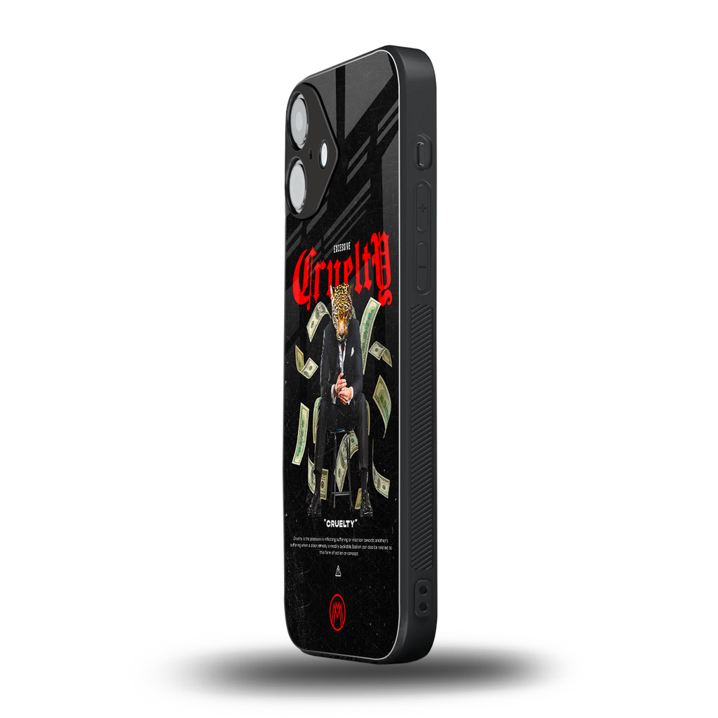 cruelty back phone cover | glass case for iphone 16 plus