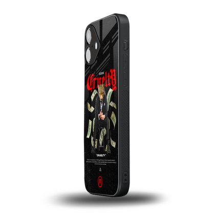cruelty back phone cover | glass case for iphone 16 plus