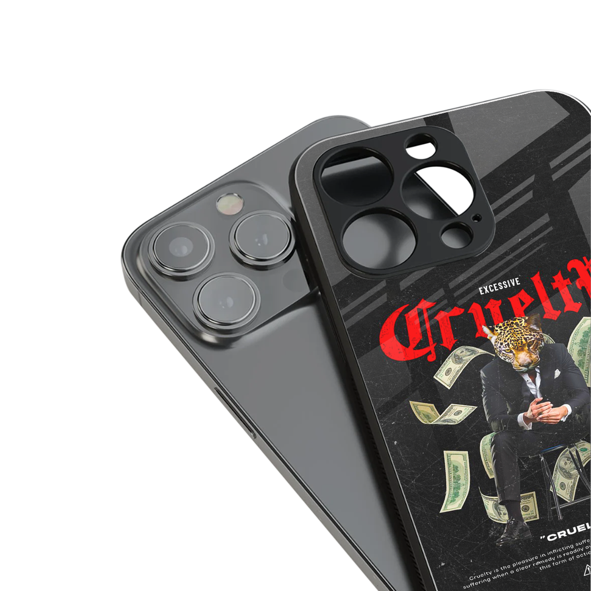 cruelty back phone cover | glass case for iphone 14