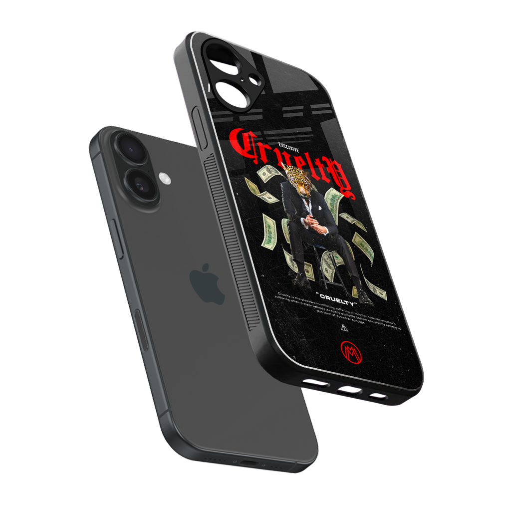 cruelty back phone cover | glass case for iphone 16