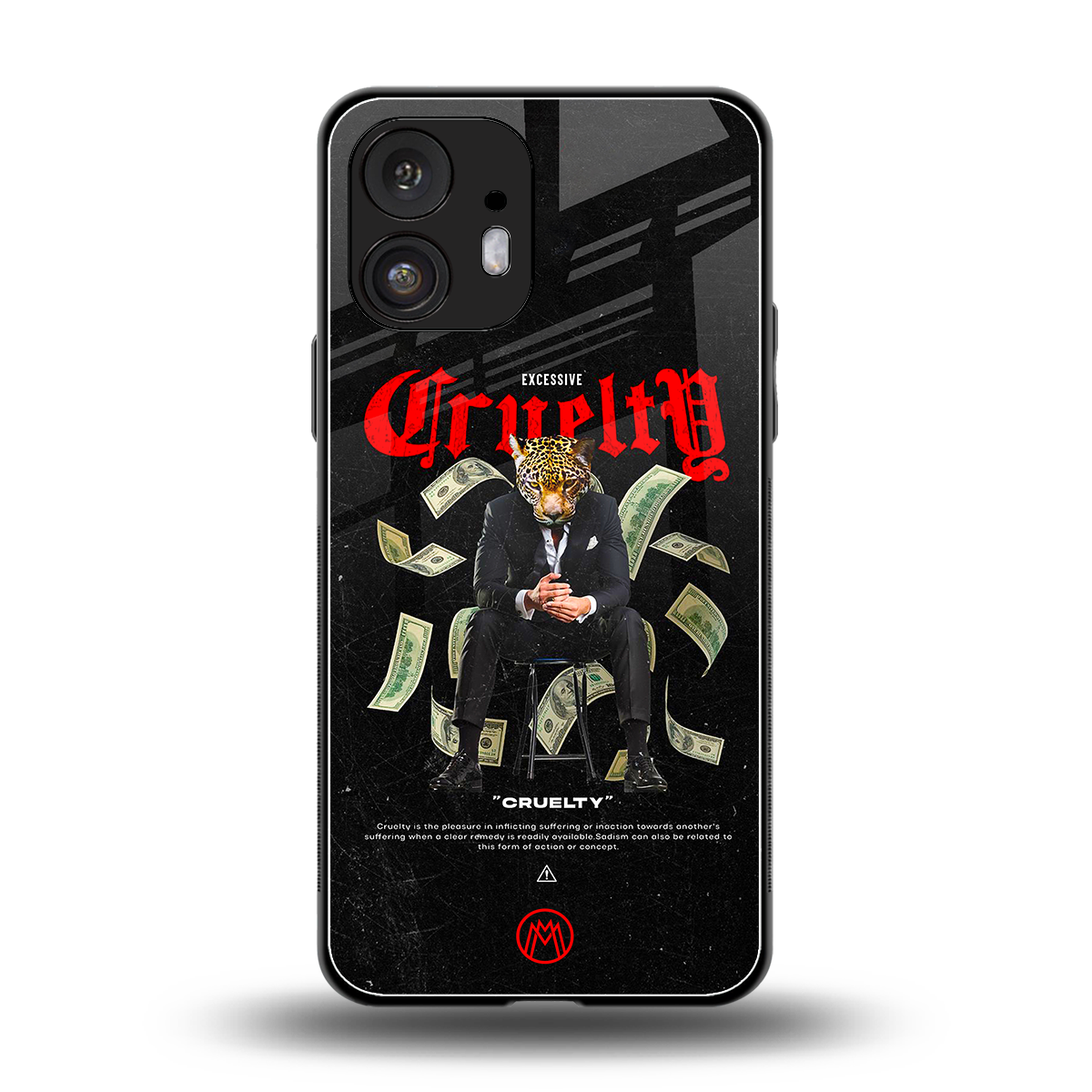 cruelty back phone cover | glass case for nothing phone 2