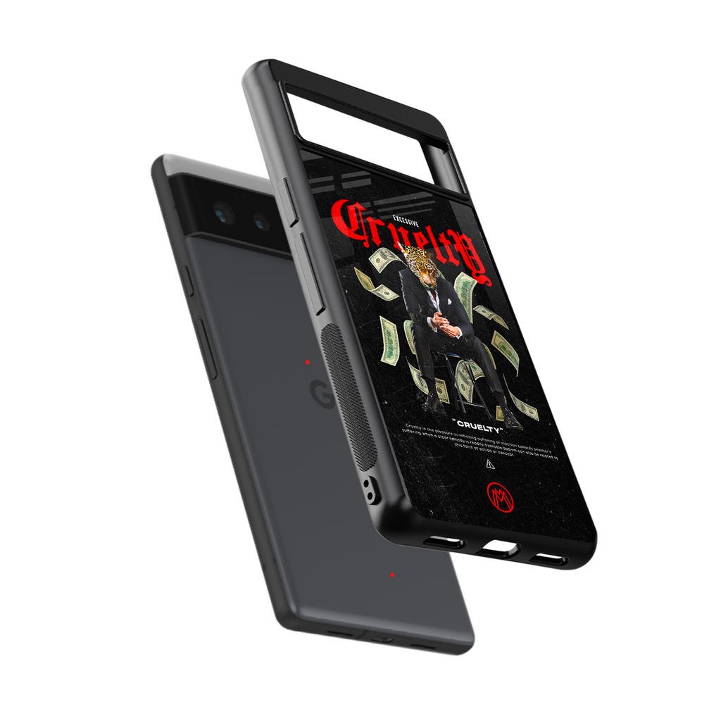 cruelty back phone cover | glass case for google pixel 6