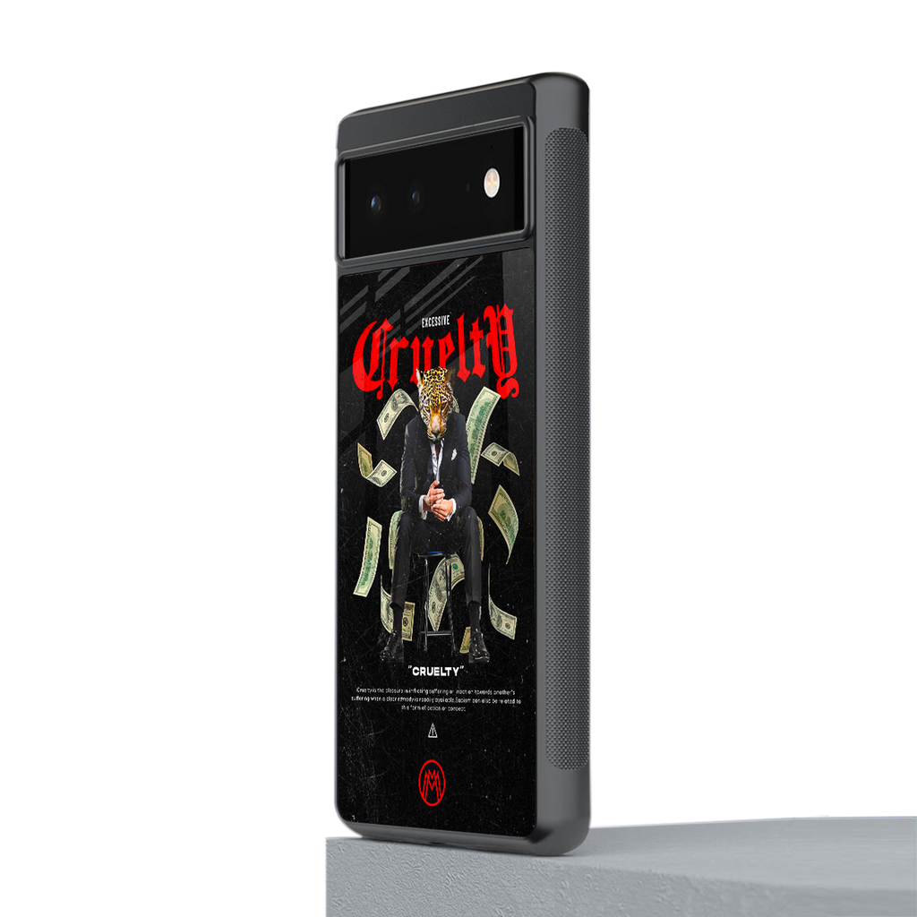 cruelty back phone cover | glass case for google pixel 6