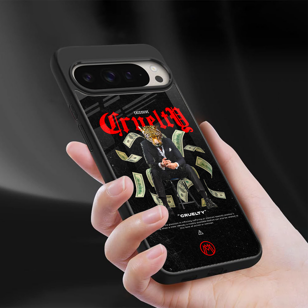 cruelty back phone cover | glass case for google pixel 9 pro