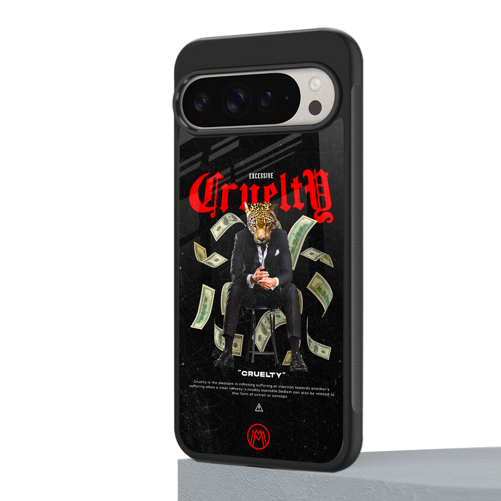 cruelty back phone cover | glass case for google pixel 9 pro xl