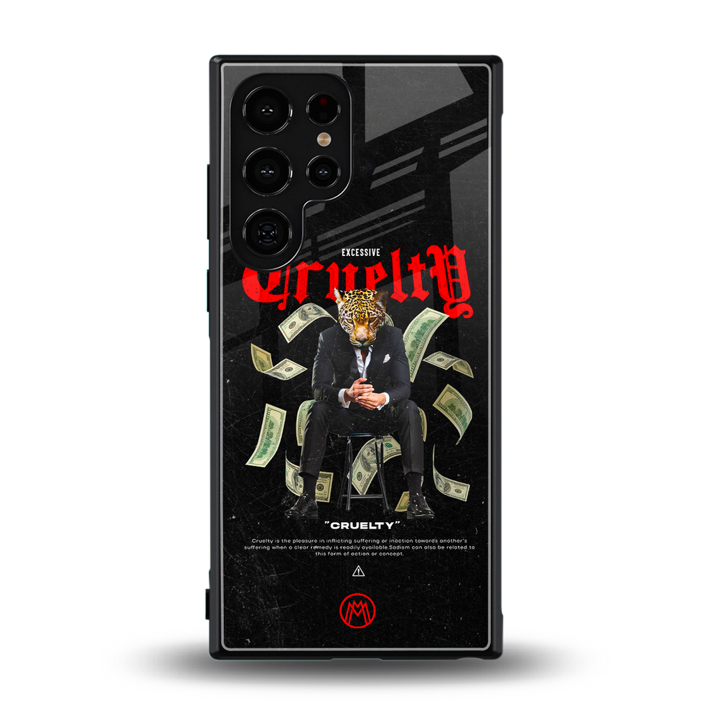 cruelty back phone cover | glass case for samsung galaxy s24 ultra