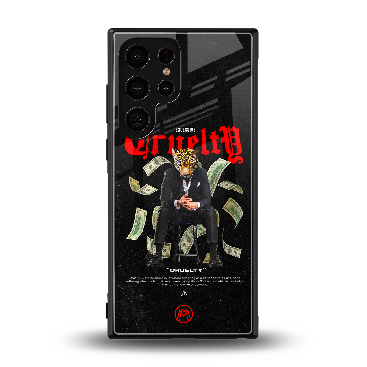 cruelty back phone cover | glass case for samsung galaxy s24 ultra