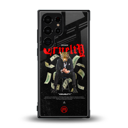 cruelty back phone cover | glass case for samsung galaxy s24 ultra