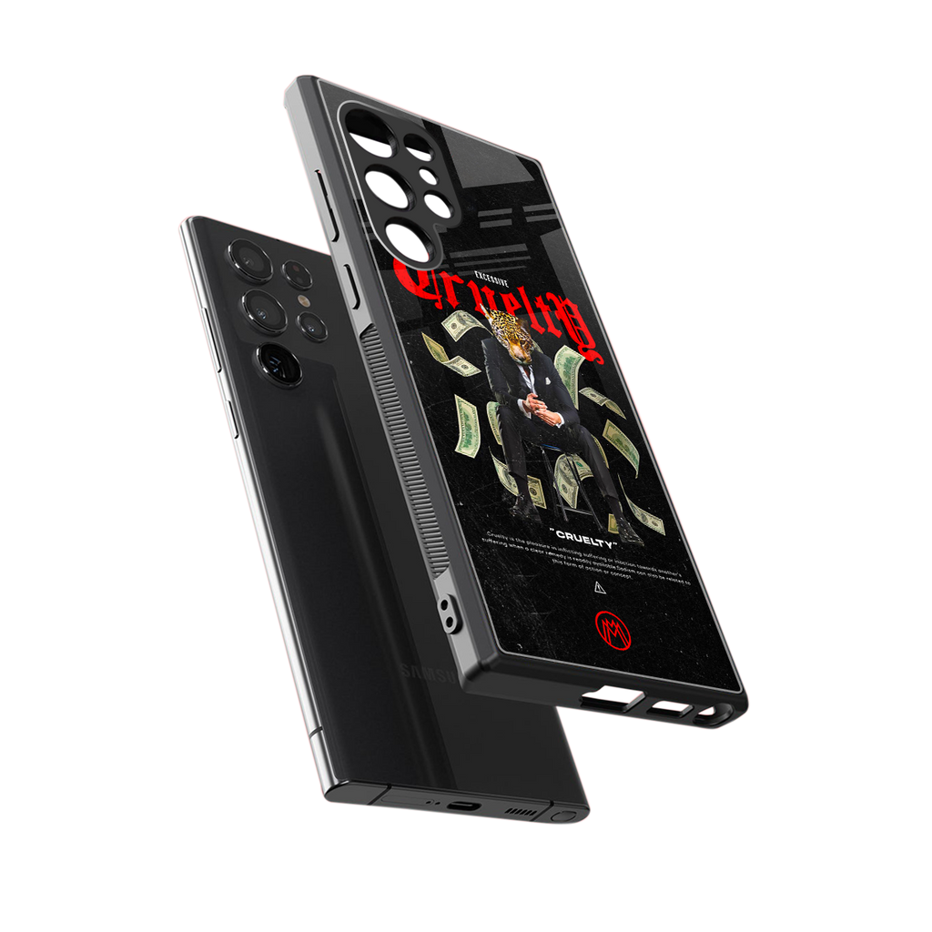 cruelty back phone cover | glass case for samsung galaxy s24 ultra