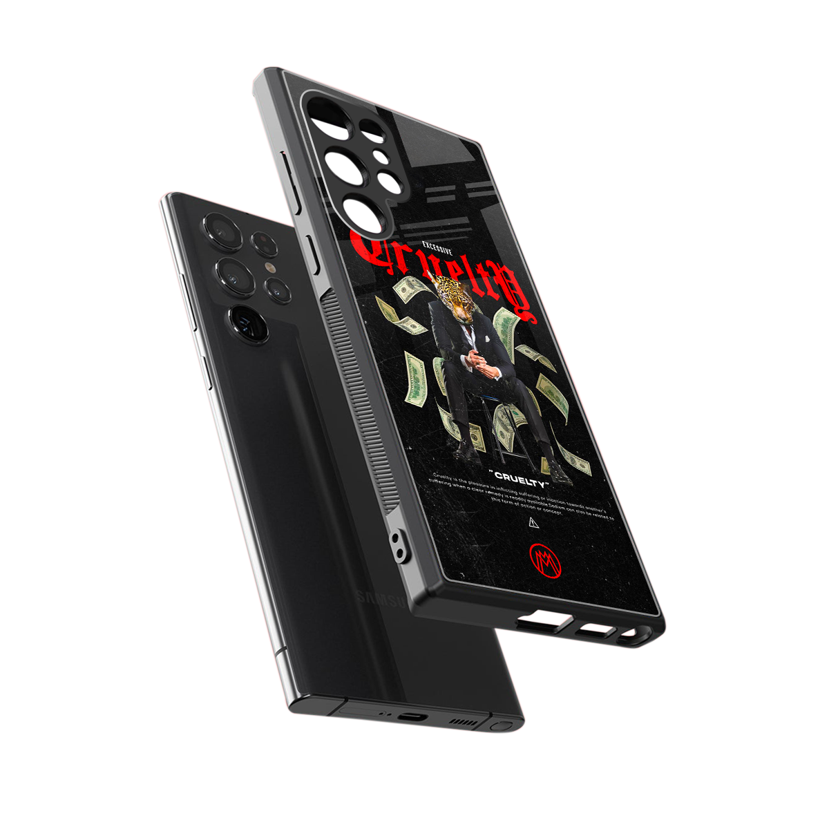 cruelty back phone cover | glass case for samsung galaxy s23 ultra
