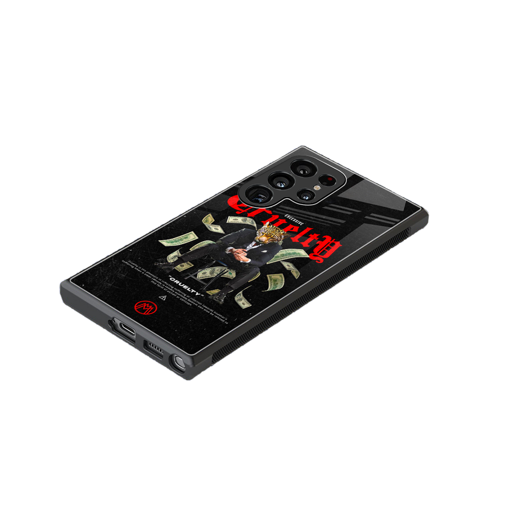 cruelty back phone cover | glass case for samsung galaxy s24 ultra