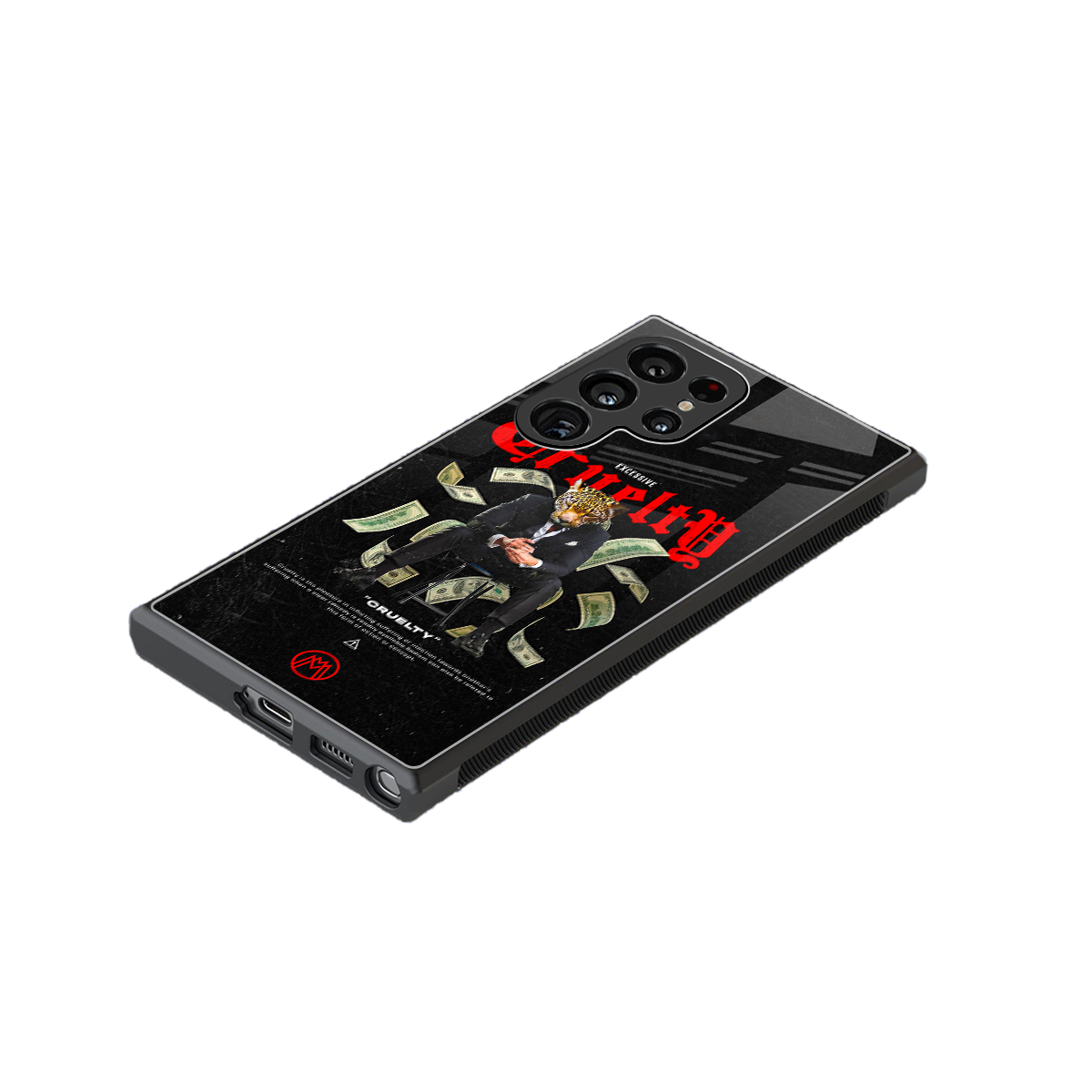 cruelty back phone cover | glass case for samsung galaxy s24 ultra