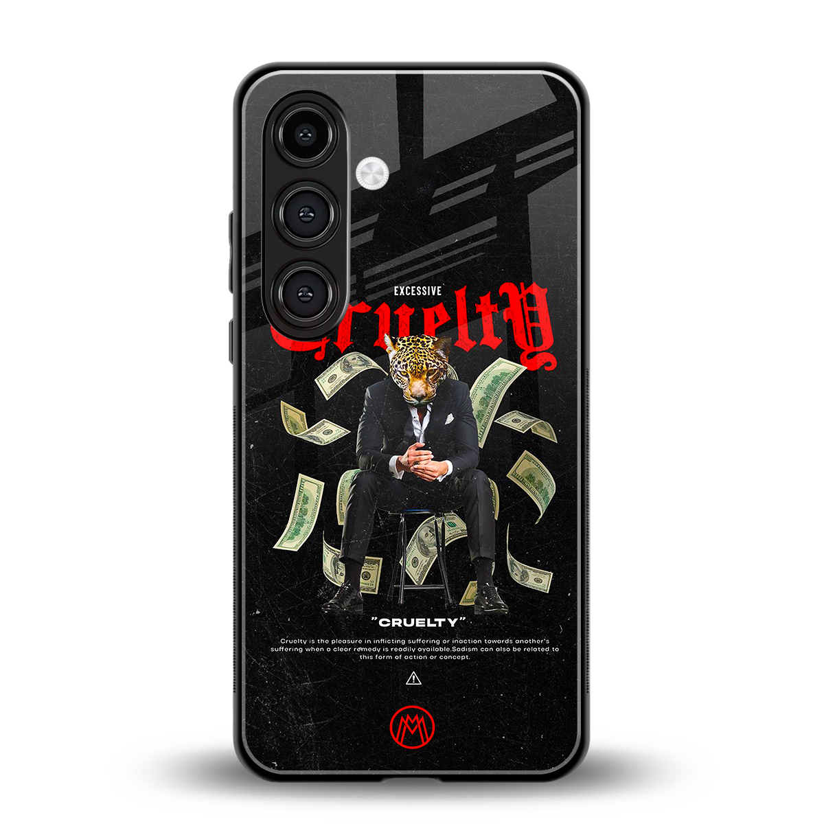 cruelty back phone cover | glass case for samsung galaxy s24 plus