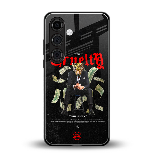 cruelty back phone cover | glass case for samsung galaxy s24 plus