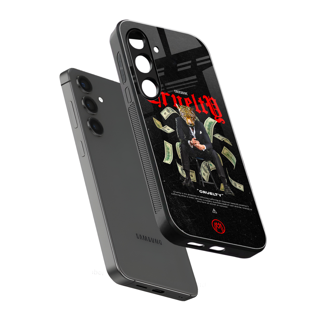 cruelty back phone cover | glass case for samsung galaxy s25 plus