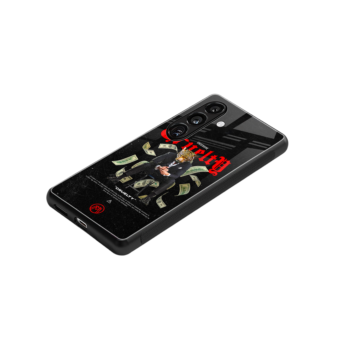 cruelty back phone cover | glass case for samsung galaxy s24 plus