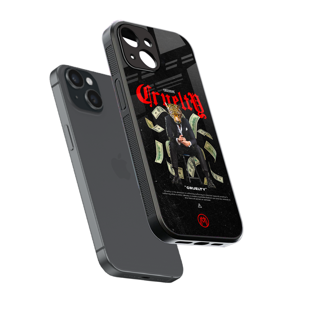 cruelty back phone cover | glass case for iphone 15