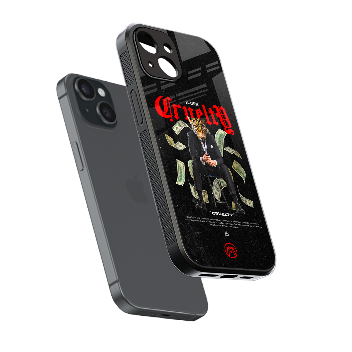 cruelty back phone cover | glass case for iphone 15