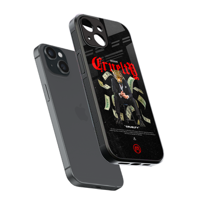 cruelty back phone cover | glass case for iphone 15