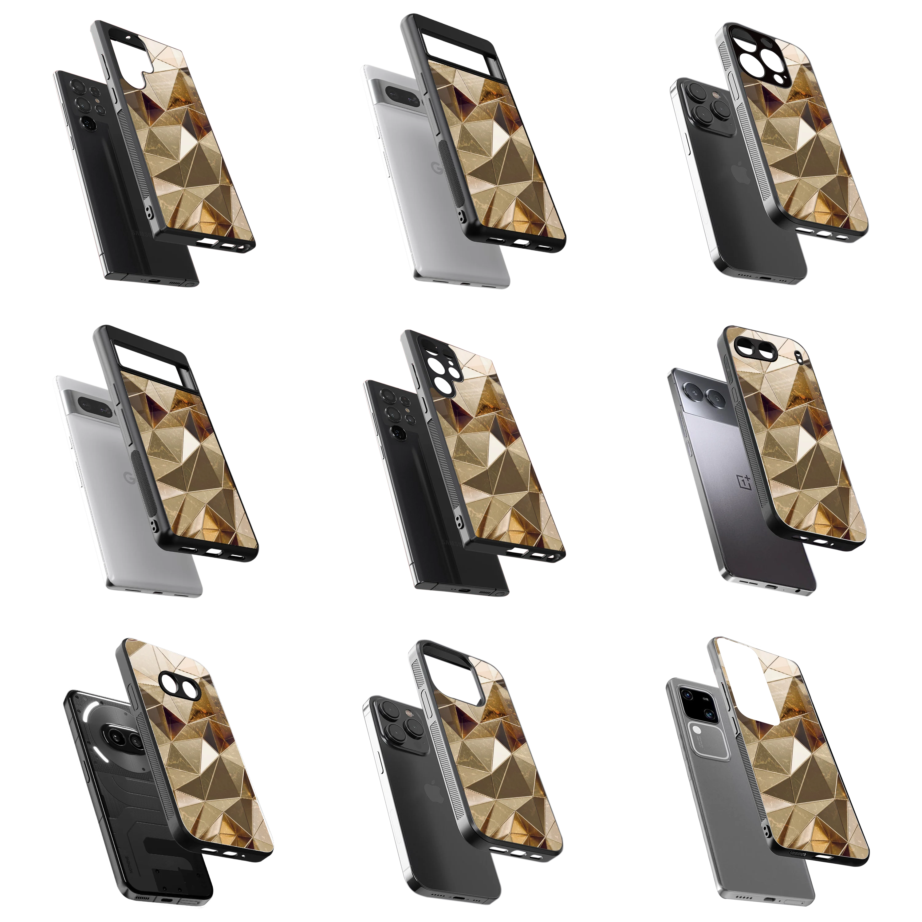 Durable Glass Back Mobile Case for iPhone, Samsung, OnePlus, Google Pixel, Redmi, Vivo, Oppo