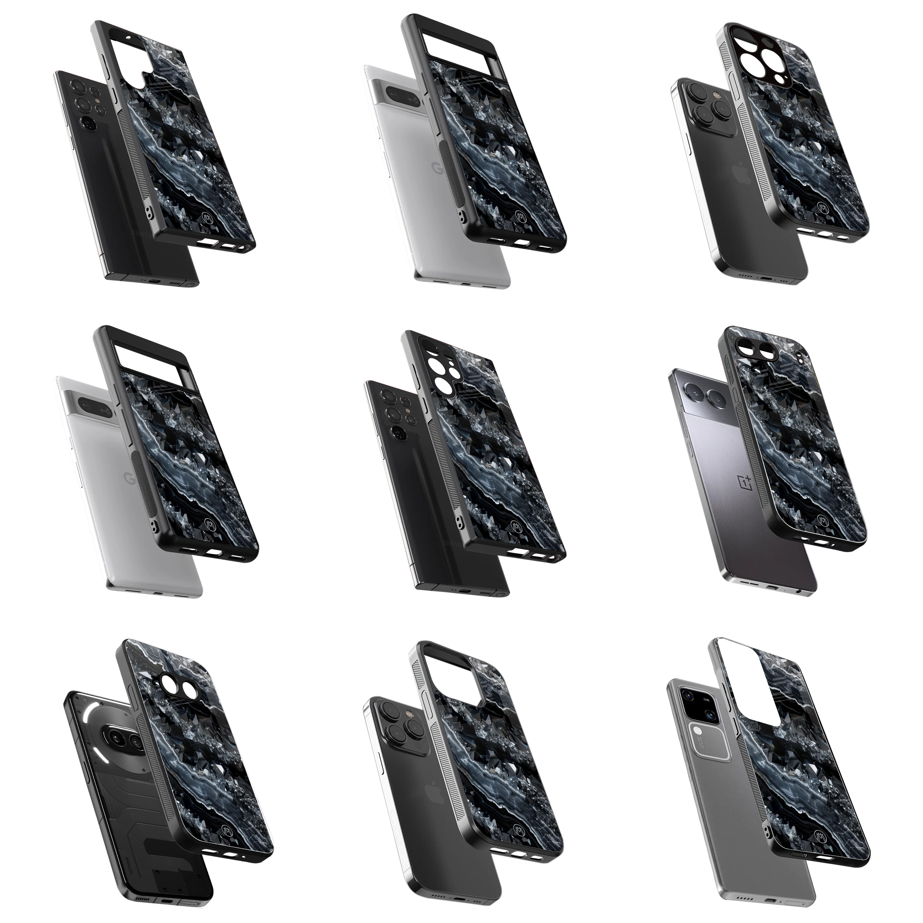 Durable Glass Back Mobile Case for iPhone, Samsung, OnePlus, Google Pixel, Redmi, Vivo, Oppo