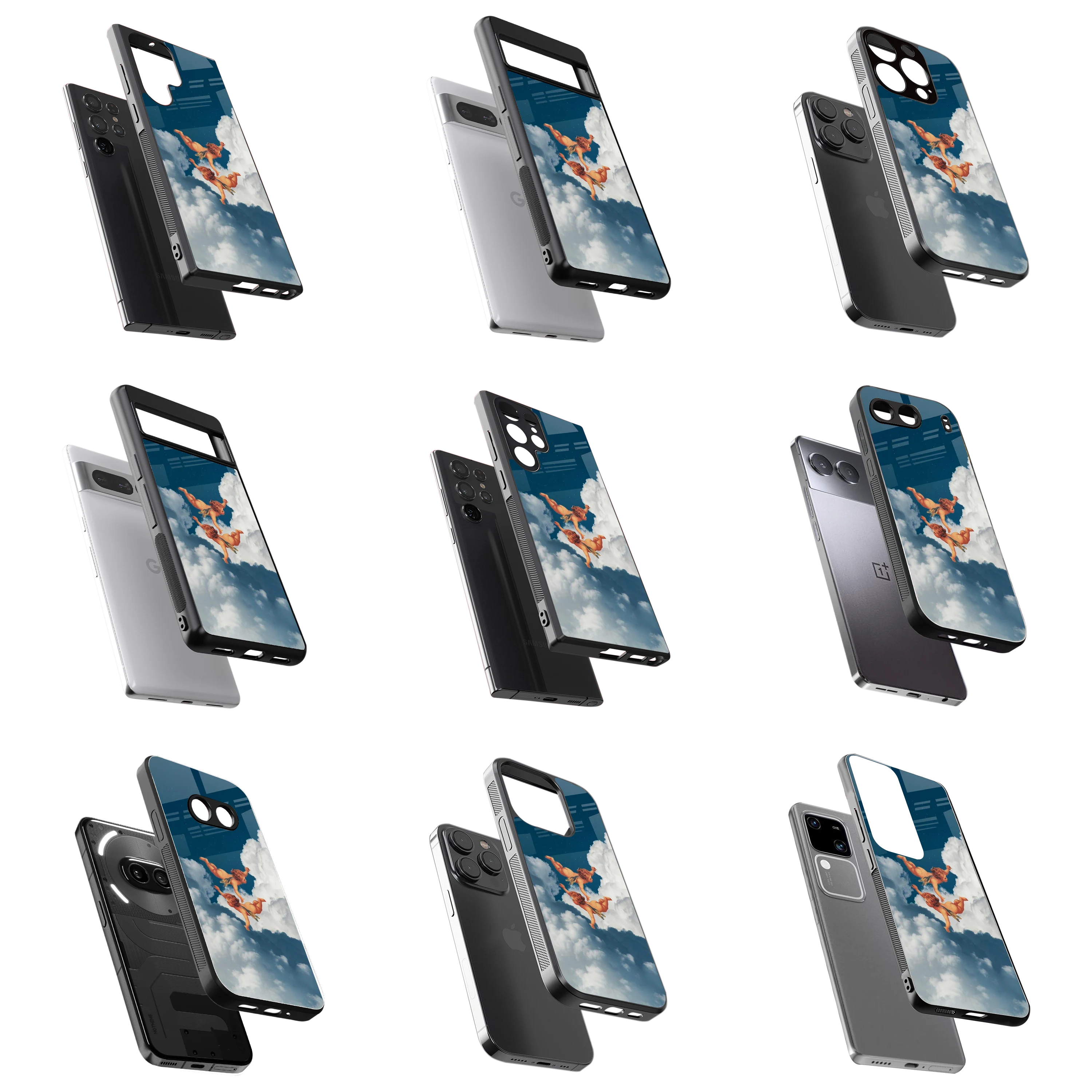 Durable Glass Back Mobile Case for iPhone, Samsung, OnePlus, Google Pixel, Redmi, Vivo, Oppo