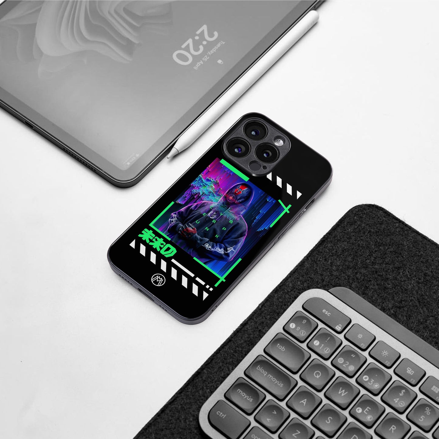 cyberpunk back phone cover | glass case for iphone 16 pro