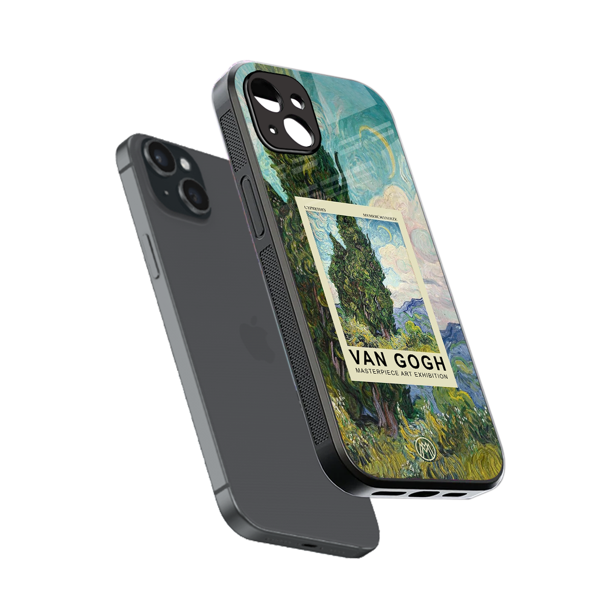 cypresses back phone cover | glass case for iphone 15 plus