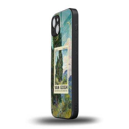 cypresses back phone cover | glass case for iphone 15 plus