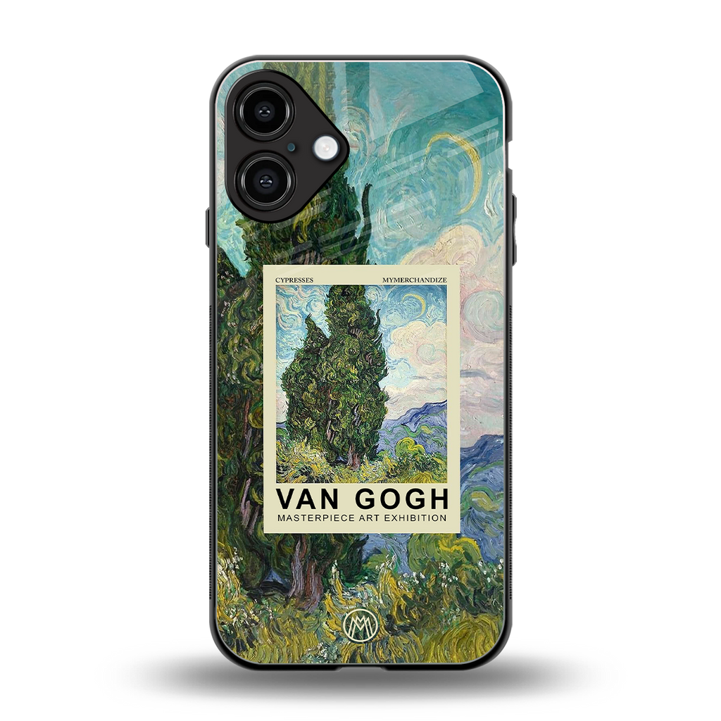 cypresses back phone cover | glass case for iphone 16 plus