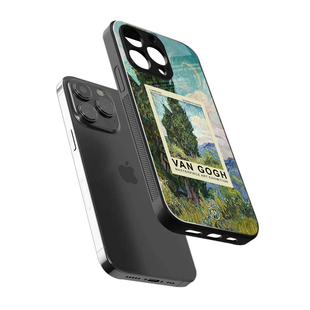 cypresses back phone cover | glass case for iphone 16 pro max