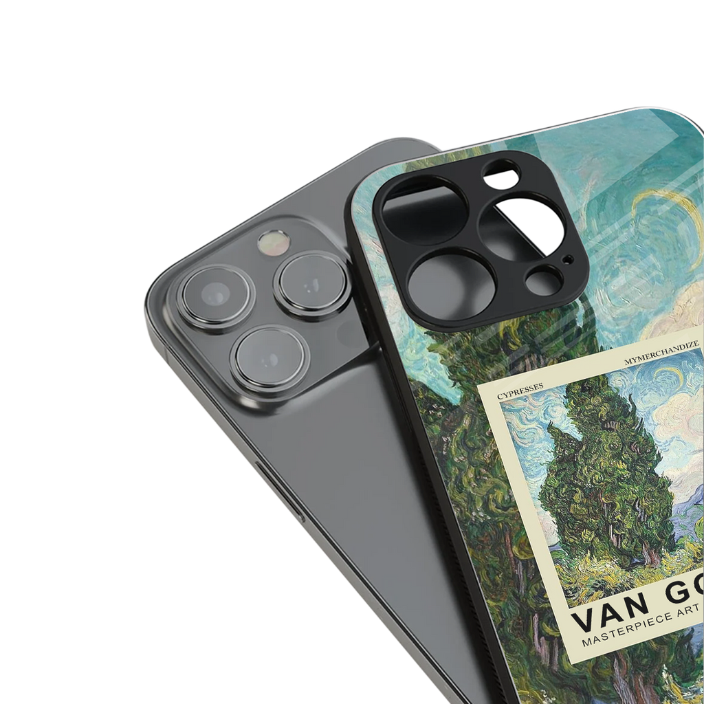 cypresses back phone cover | glass case for iphone 14 plus