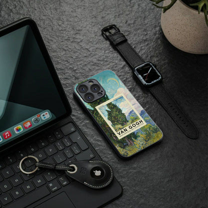 cypresses back phone cover | glass case for iphone 15 plus