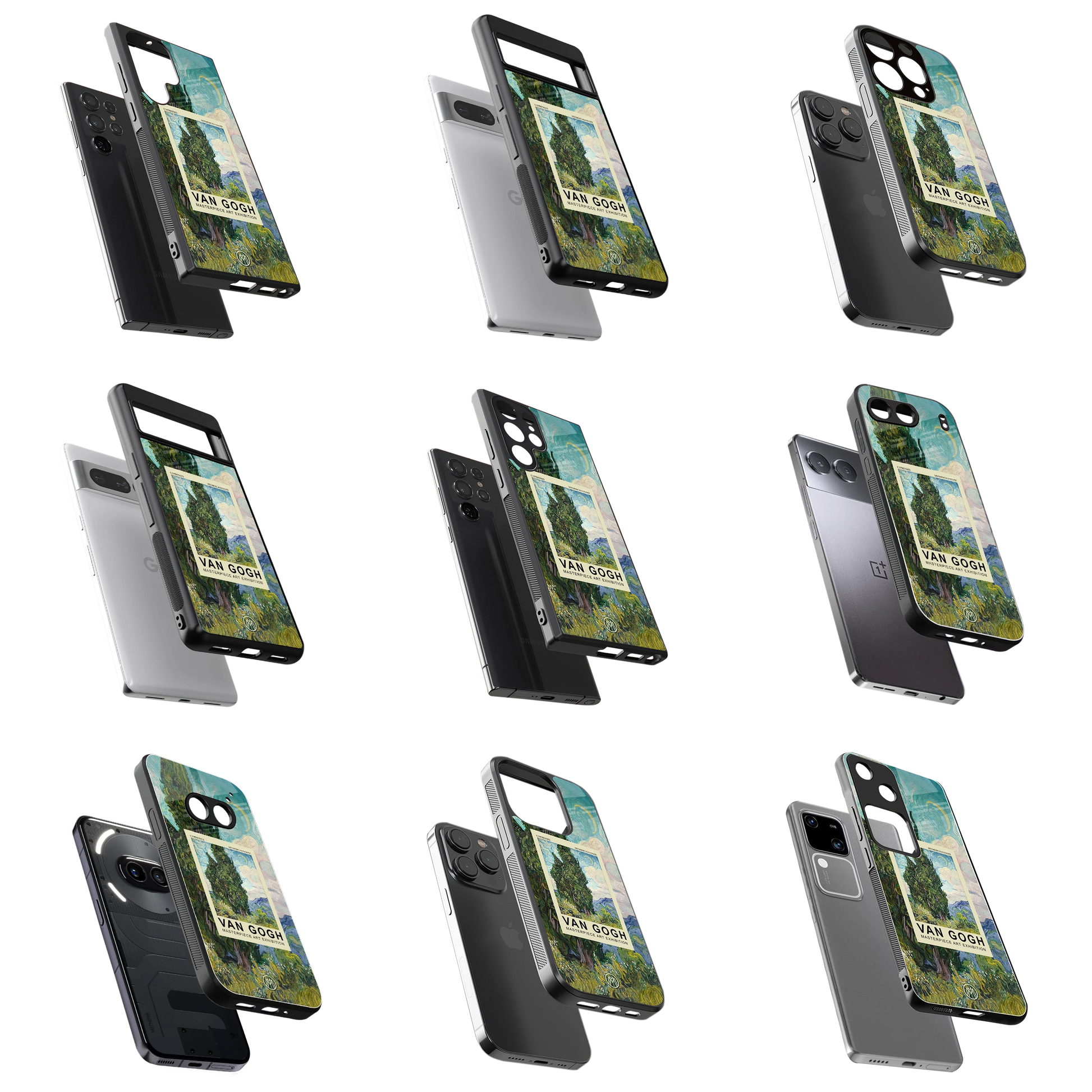 Durable Glass Back Mobile Case for iPhone, Samsung, OnePlus, Google Pixel, Redmi, Vivo, Oppo