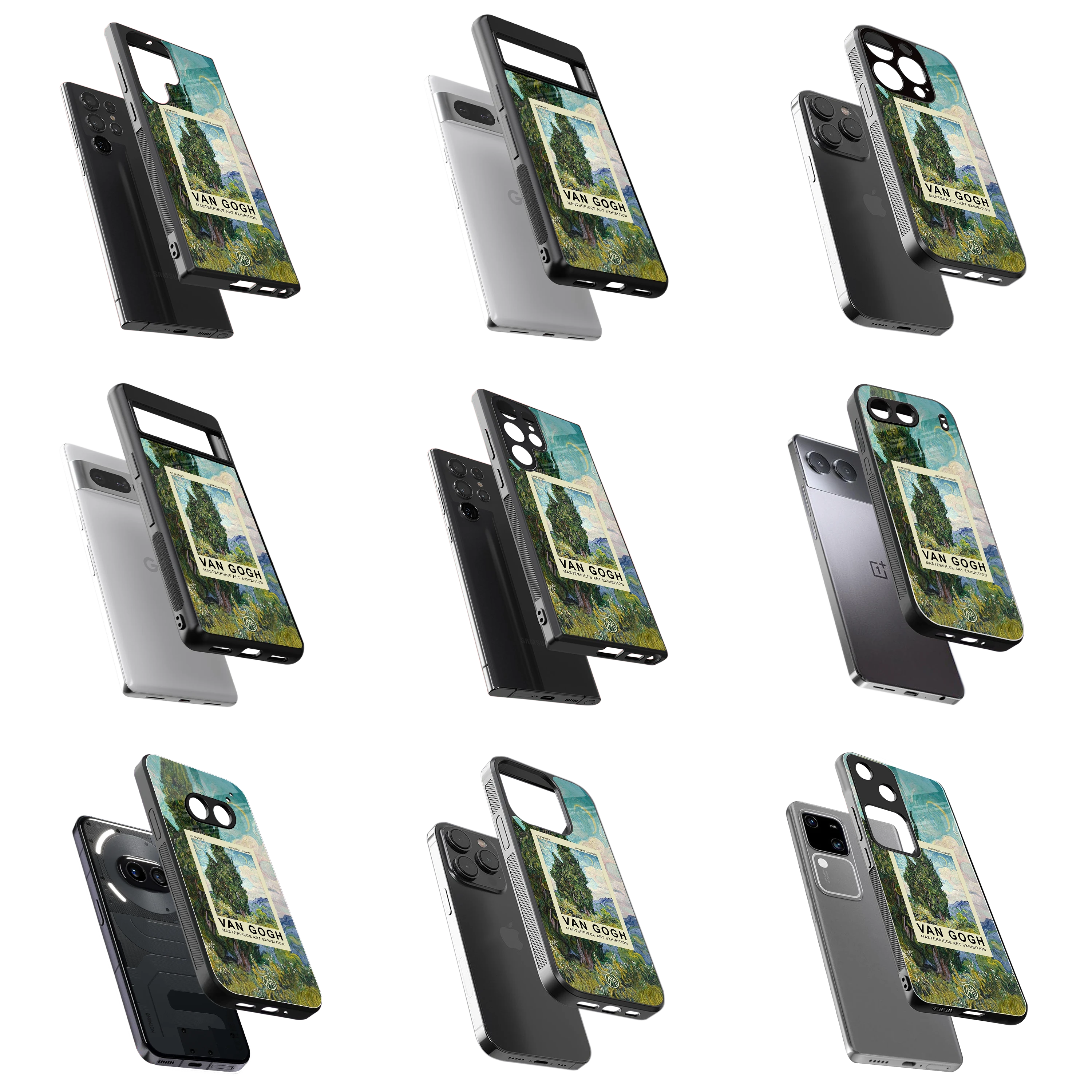 Durable Glass Back Mobile Case for iPhone, Samsung, OnePlus, Google Pixel, Redmi, Vivo, Oppo